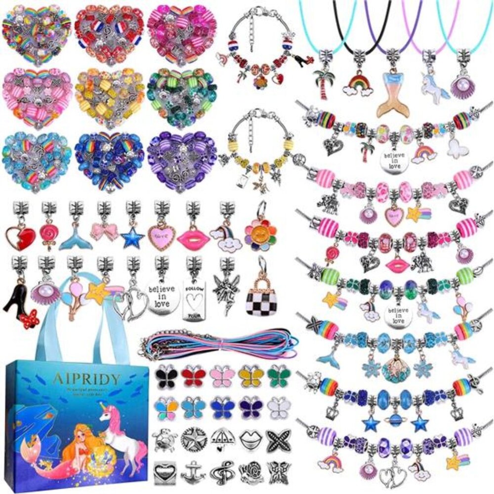 150 Pieces Charm Bracelet Making Kit,Unicorn Mermaid Crafts Gifts Set
